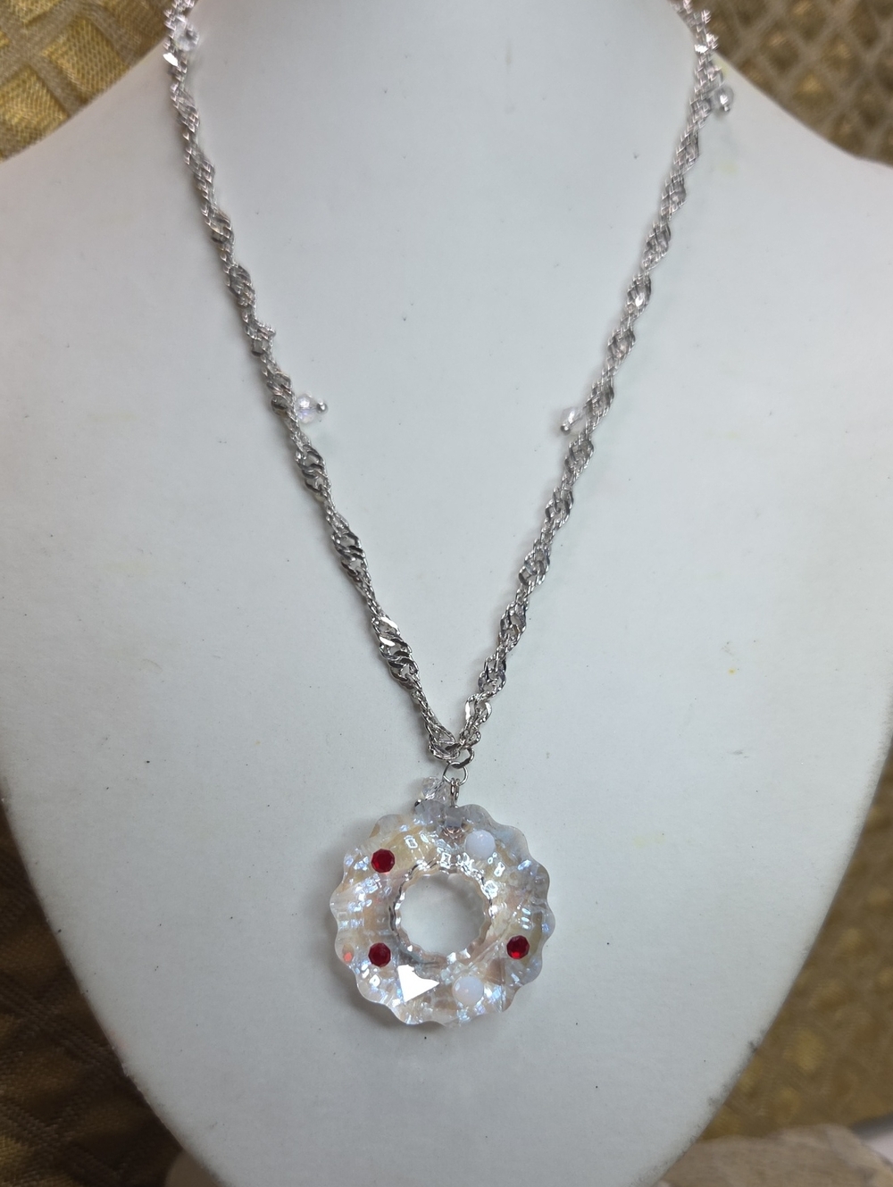 Swarovski Christmas cookie ornament pendant necklace Crystal